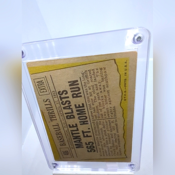 1961 Topps #406 Mickey Mantle Blasts 565 FT Home Run NY Yankees Hall of Fame - Picture 4 of 7